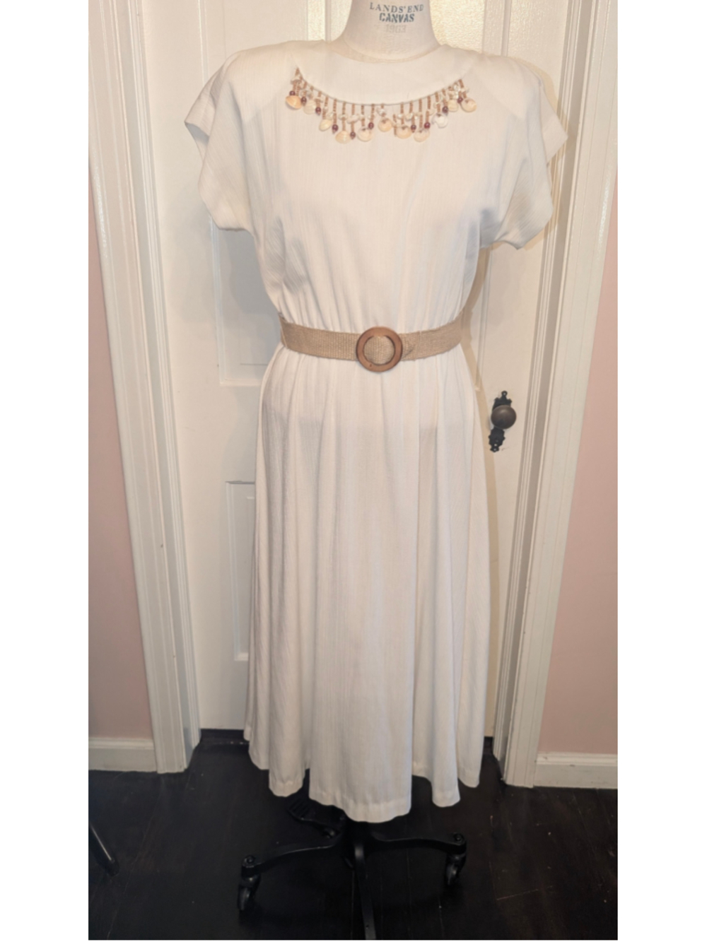 Vintage Melissa petites collection White Midi Dress Size M